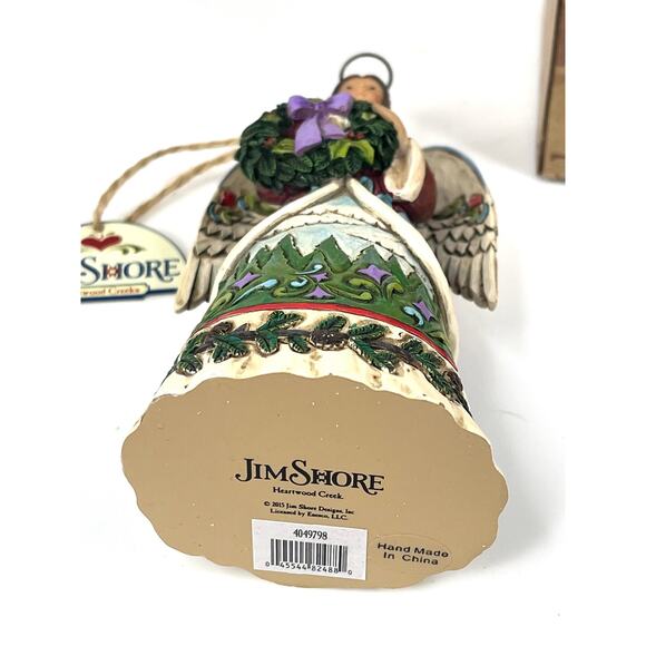 NEW Jim Shore Angel & Evergreen Wreath Hanging ORNAMENT Christmas Decor 4.5" BOX - Picture 6 of 9